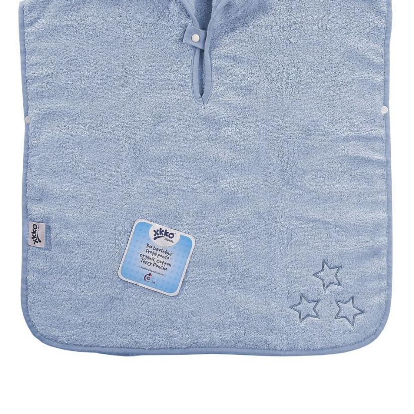 Organic cotton terry Poncho XKKO Organic - Baby Blue Stars 5x1ps (Wholesale pack.)