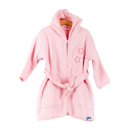 Organic Cotton Terry Bathrobe XKKO Organic - Baby Pink Stars