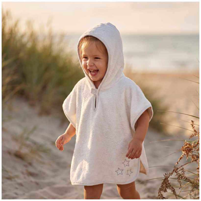Organic cotton terry Poncho XKKO Organic - White Stars