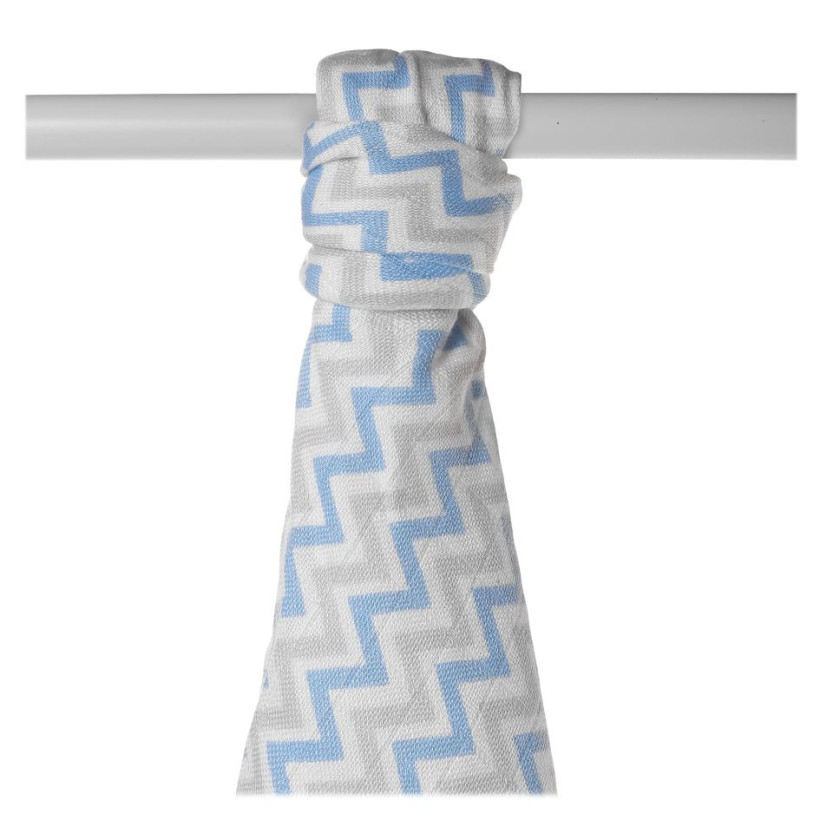 Bamboo muslin towel XKKO BMB 90x100 - Baby Blue Chevron