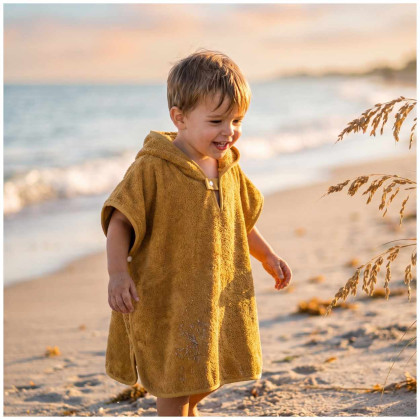 Organic cotton terry Poncho XKKO Organic - Honey Mustard