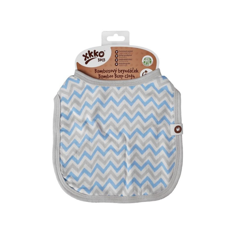 Bamboo Burp Cloth XKKO BMB - Baby Blue Chevron 3x1ps (Wholesale packaging)