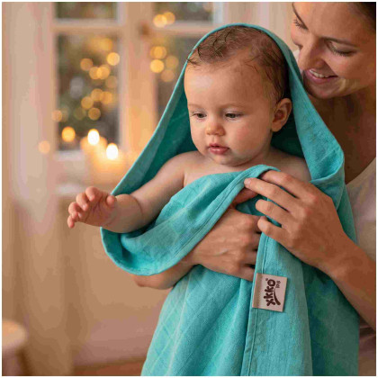 Bamboo muslin towel XKKO BMB 90x100 - Turquoise