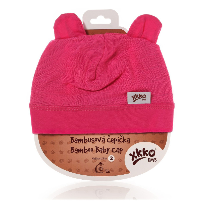 Bamboo Baby Hat XKKO BMB - Magenta 3x1ps (Wholesale packaging)