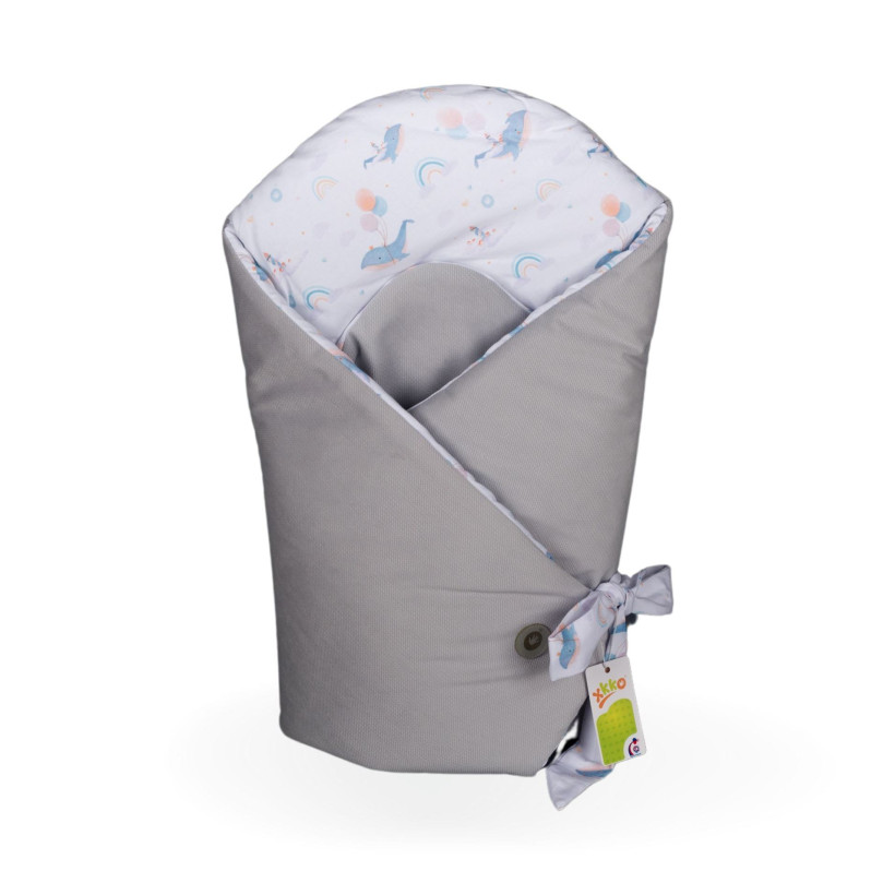 Cotton swaddling wrap XKKO LUX with coconut insert - Sky Whale