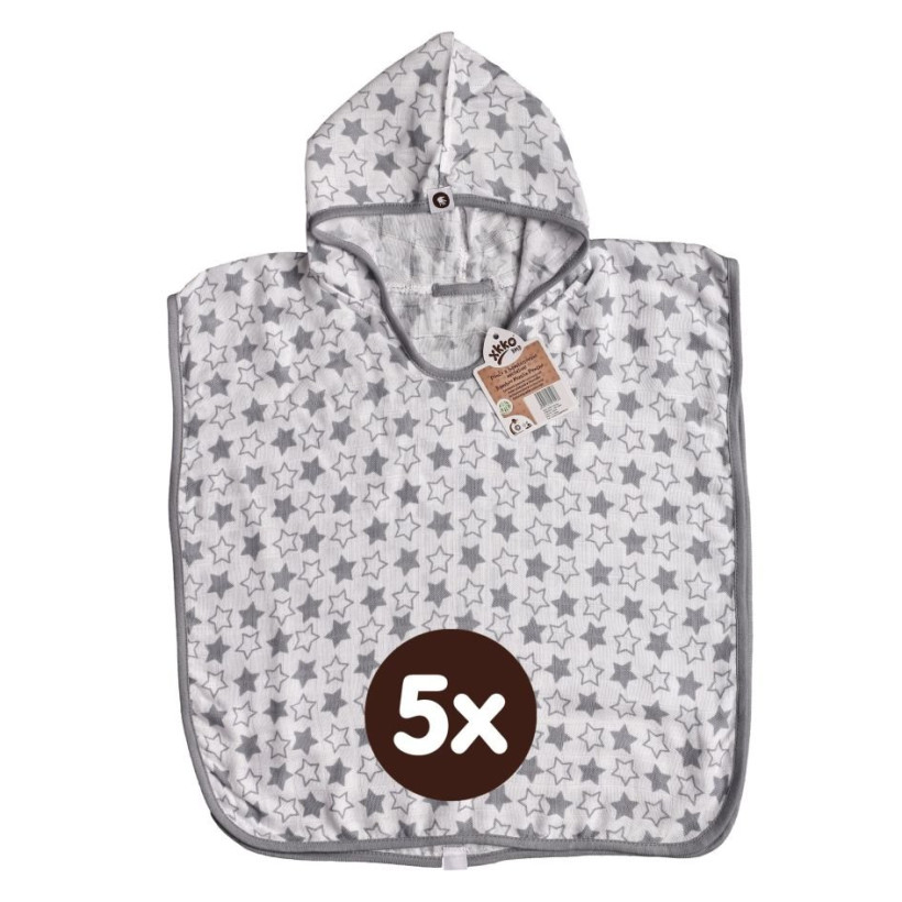 Bamboo Muslin Poncho XKKO BMB - Silver Little Stars 5x1ps (Wholesale pack.)