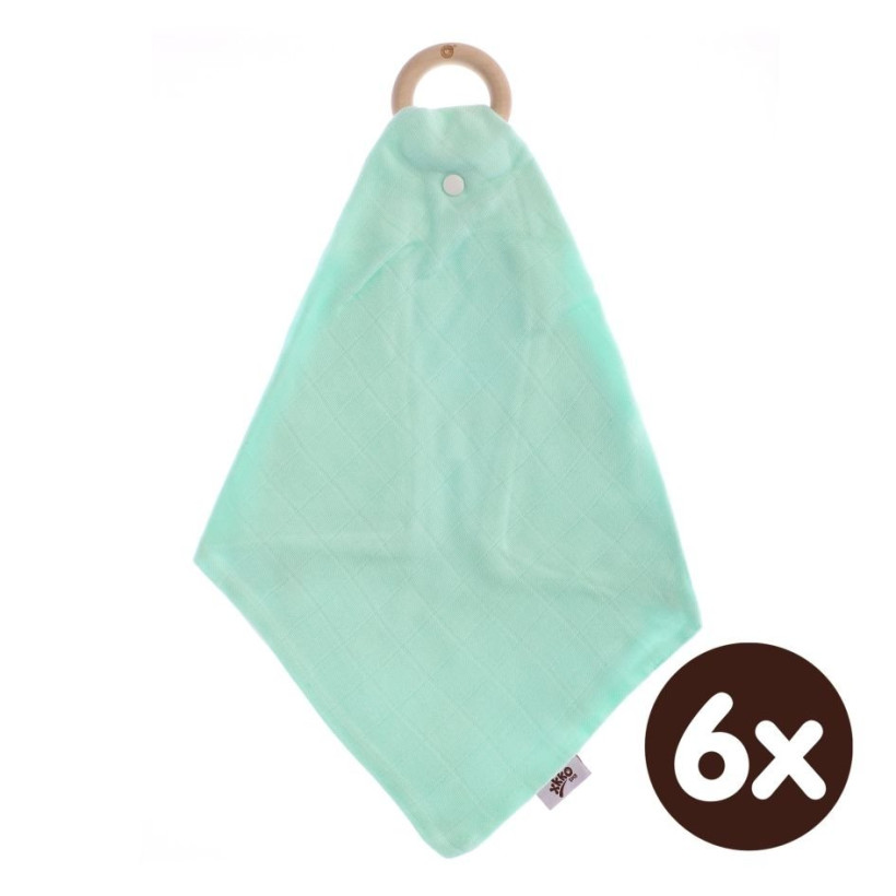 XKKO BMB Bamboo teether with Muslin - Mint 6x1ps (Wholesale pack.)