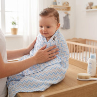 Bamboo muslin towel XKKO BMB 90x100 - Baby Blue Chevron