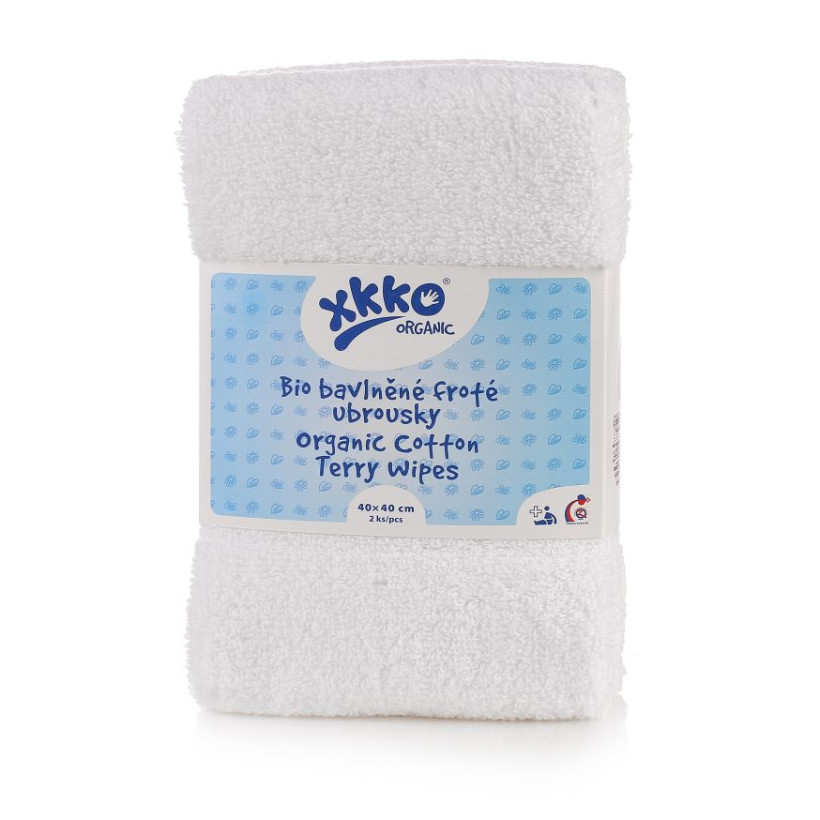 Organic cotton terry wipes XKKO Organic 40x40 - White