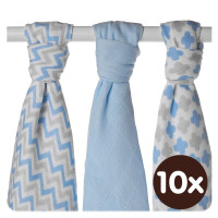 Bamboo muslins XKKO BMB 70x70 - Scandinavian Baby Blue MIX 10x3pcs (Wholesale packaging)
