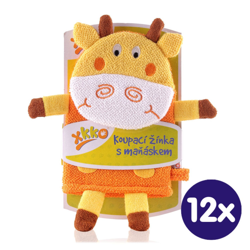 XKKO Cotton Bath Glove - Giraffe 2 12x1ps (Wholesale pack.)