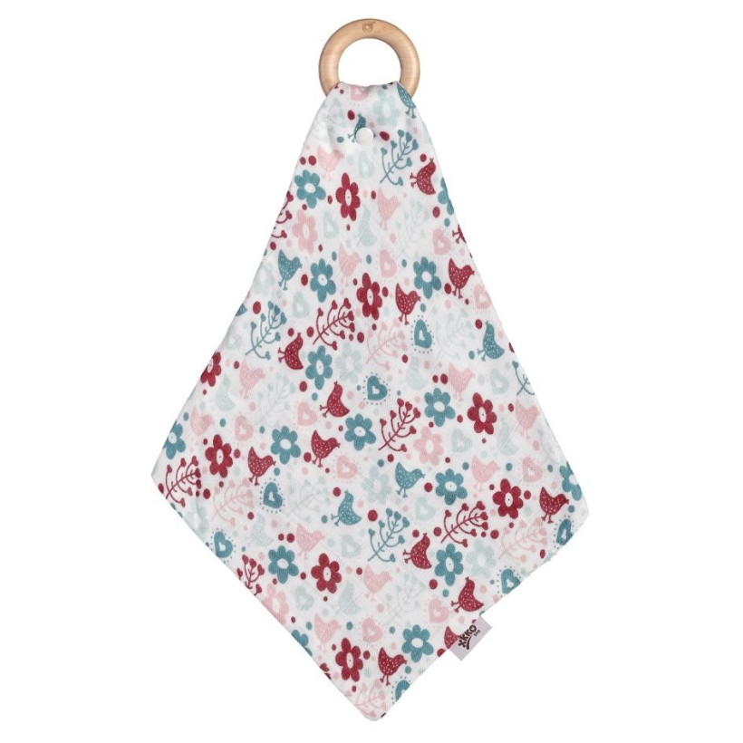 XKKO BMB Bamboo teether with Muslin - Flowers&Birds Girls