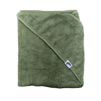 Hooded terry bath towel XKKO Organic 90x90 - Granite Green