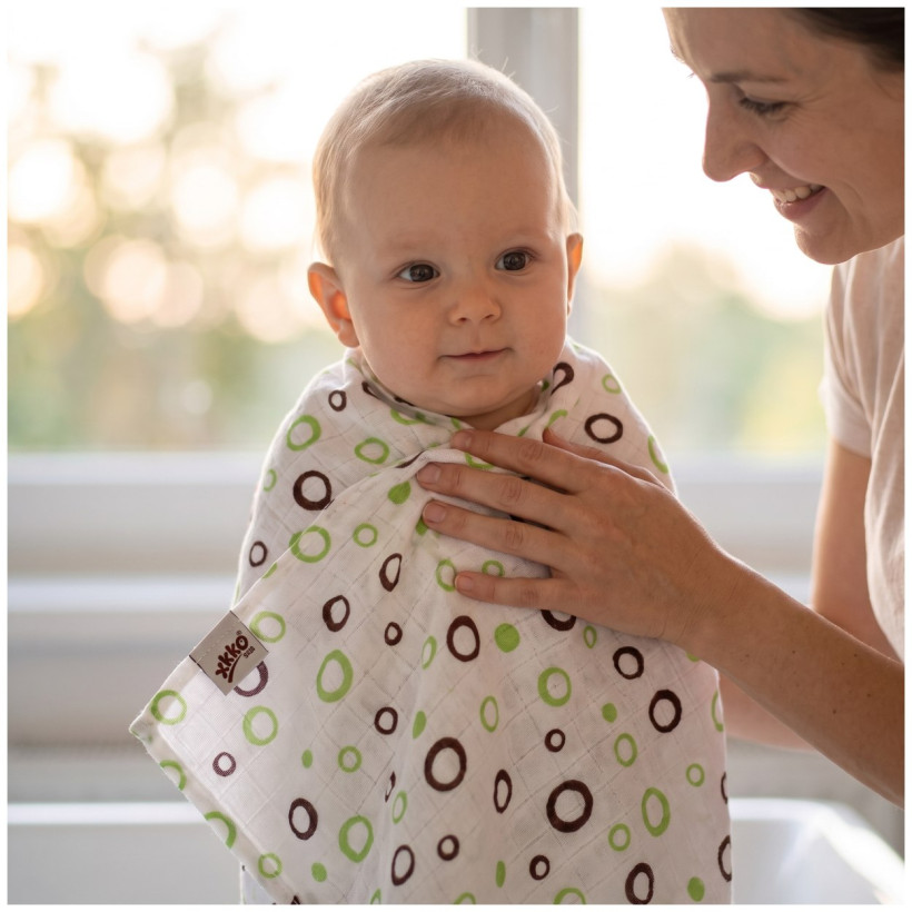 Bamboo muslin towel XKKO BMB 90x100 - Lime Bubbles