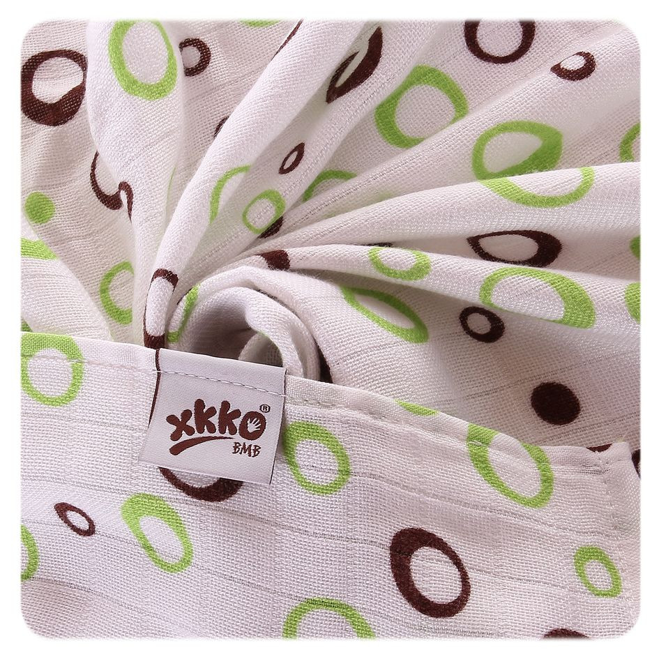 Bamboo muslins XKKO BMB 70x70 - Spirals&Bubbles Lime MIX 10x3pcs (Wholesale packaging)