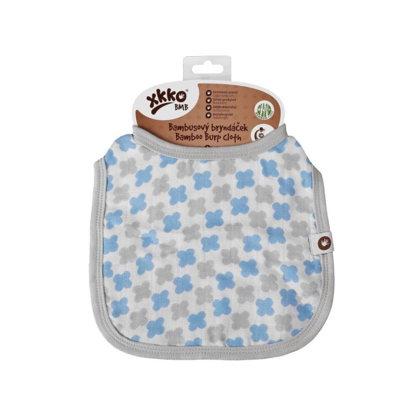 Bamboo Burp Cloth XKKO BMB - Baby Blue Cross 3x1ps (Wholesale packaging)