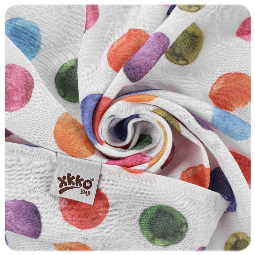 Bamboo muslin towel XKKO BMB 90x100 Digi - Watercolour Polka Dots