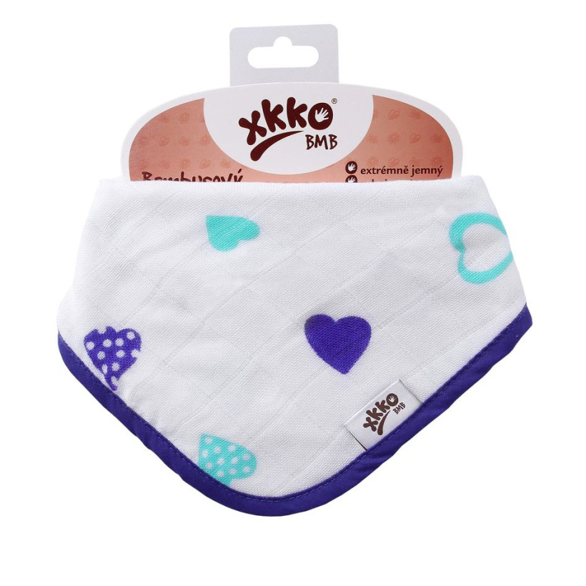 Bamboo bandana XKKO BMB - Ocean Blue Hearts 3x1ps Wholesale packing