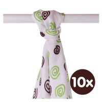 Bamboo muslin towel XKKO BMB 90x100 - Lime Spirals 10x1pcs (Wholesale packaging)