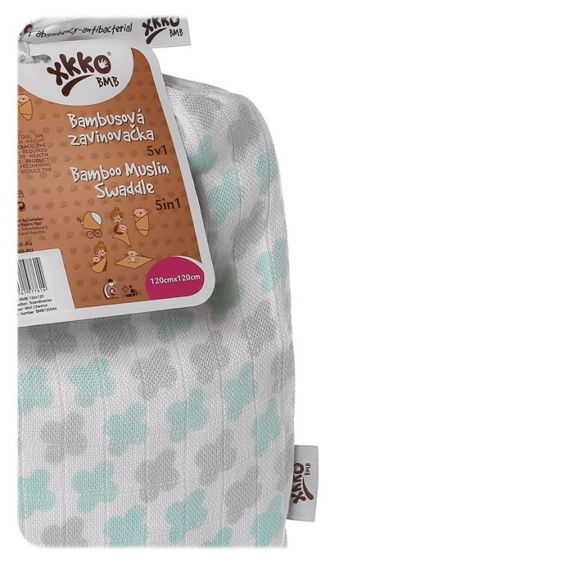 Bamboo swaddle XKKO BMB 120x120 - Mint Cross