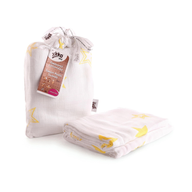 Bamboo swaddle XKKO BMB 120x120 - Lemon Stars