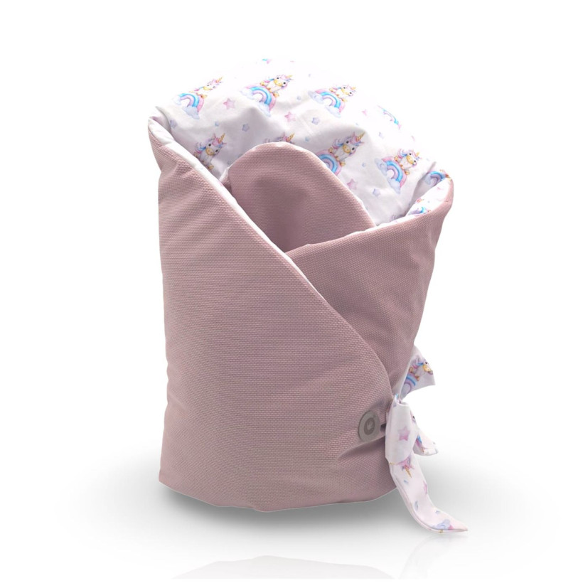 Cotton swaddling wrap XKKO LUX with coconut insert - Unicorns