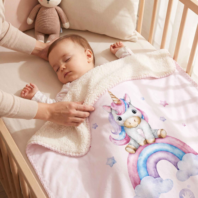 Spanish baby blanket XKKO LUX 75x100 - Rainbow Unicorn