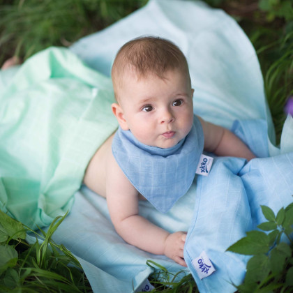 Organic Cotton Muslin Bandana XKKO Organic - Ocean Blue