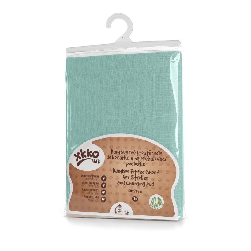 Bamboo muslin fitted sheet XKKO BMB 50x70 - Mint