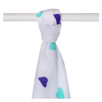 Bamboo muslin towel XKKO BMB 90x100 - Ocean Blue Hearts