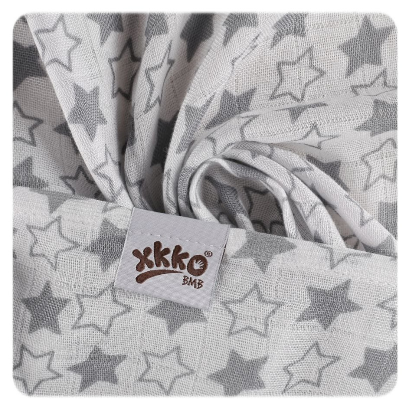 Bamboo muslin towel XKKO BMB 90x100 - LIttle Stars Silver 10x1pcs (Wholesale packaging)