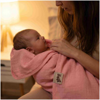 Bamboo muslin towel XKKO BMB 90x100 - Pink