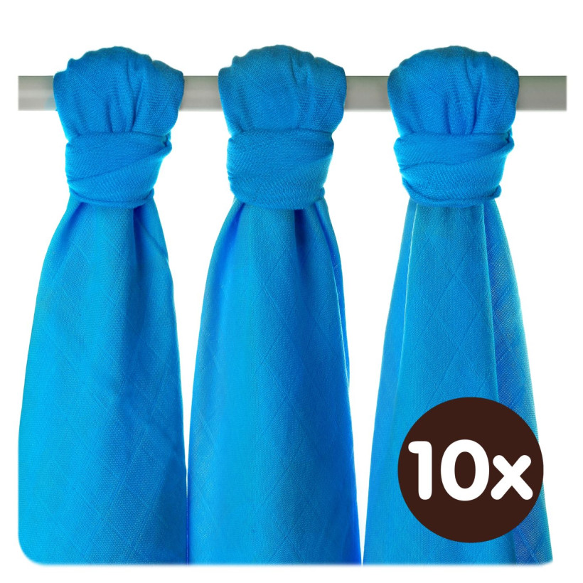 Bamboo muslins XKKO BMB 70x70 - Cyan 10x3pcs (Wholesale packaging)