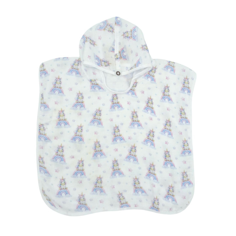 Bamboo Muslin Poncho XKKO BMB Digi - Unicorns