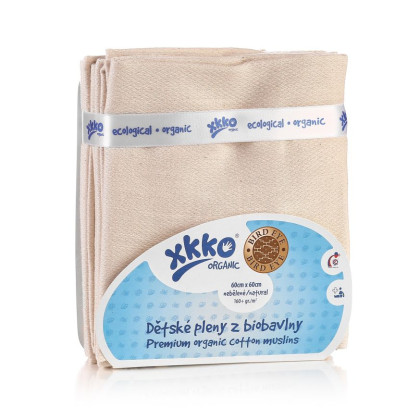 Organic Cotton Diapers XKKO Organic 60x60 Bird Eye - Natural