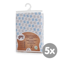 Bamboo muslin fitted sheet XKKO BMB 50x70 - Baby Blue Cross 5x1ps (Wholesale pack.)