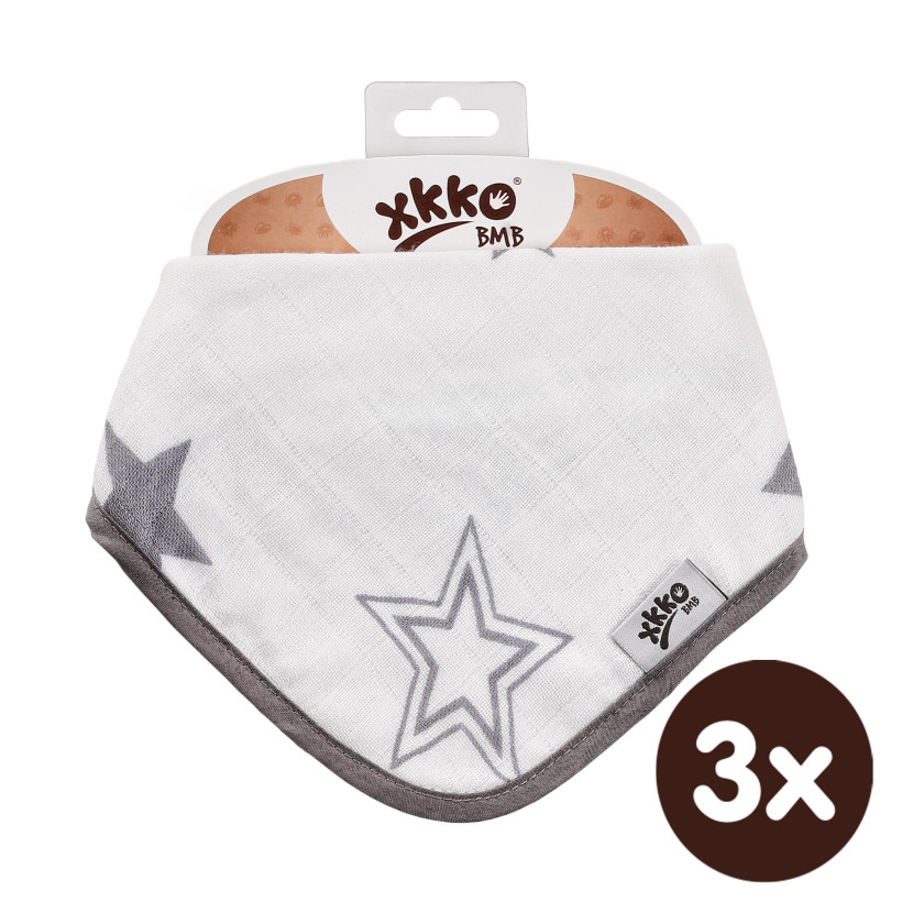 Bamboo bandana XKKO BMB - Silver Stars 3x1ps Wholesale packing