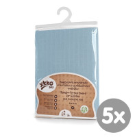 Bamboo muslin fitted sheet XKKO BMB 50x70 - Baby Blue 5x1ps (Wholesale pack.)