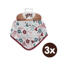 Bamboo bandana XKKO BMB - Flowers&Birds Girls 3x1ps Wholesale packing
