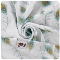 Bamboo muslin towel XKKO BMB 90x100 Digi - Peacock Feathers