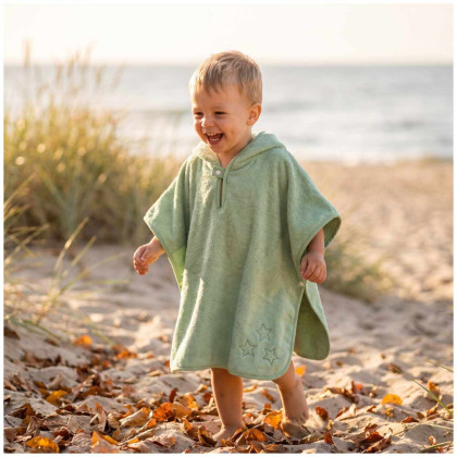 Organic cotton terry Poncho XKKO Organic - Mint Stars