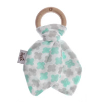 XKKO BMB Bamboo teether with Leaves - Mint Cross