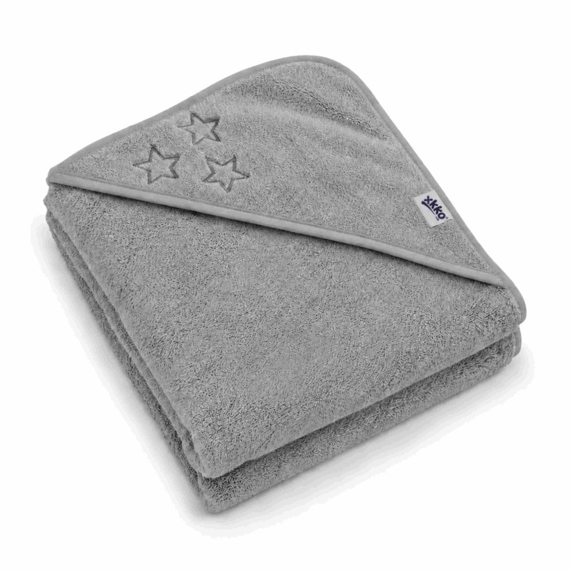 Hooded terry bath towel XKKO Organic 90x90 - Silver Stars