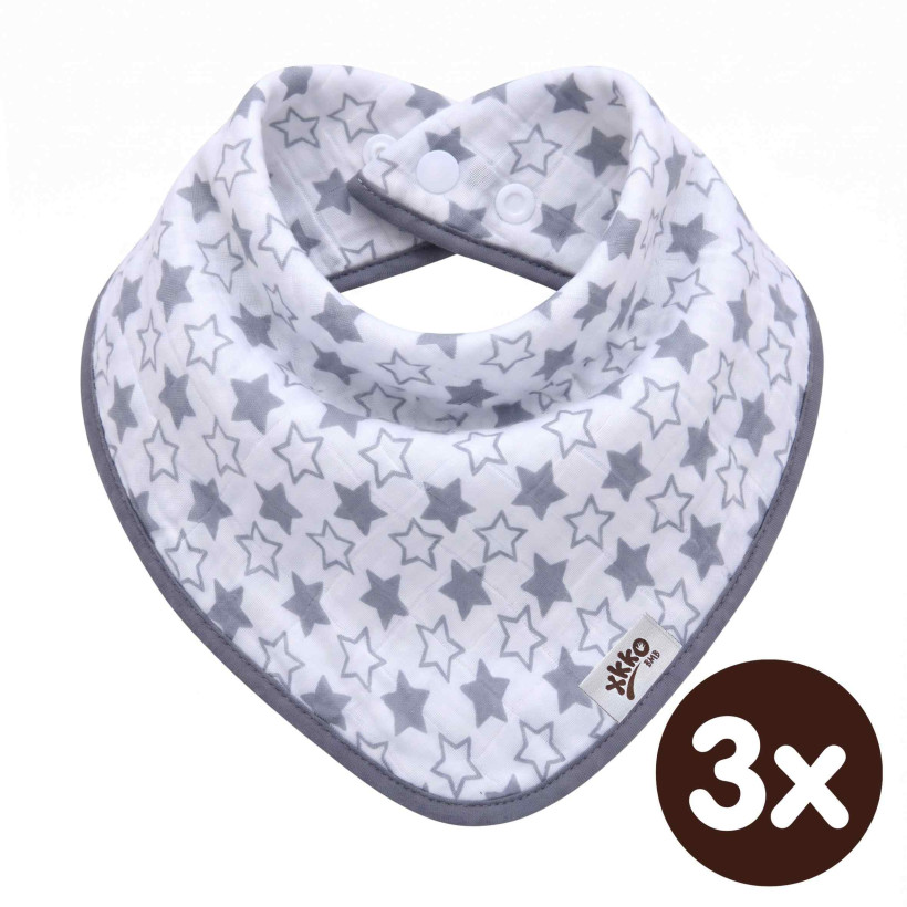 Bamboo bandana XKKO BMB - Little Stars Silver 3x1ps Wholesale packing