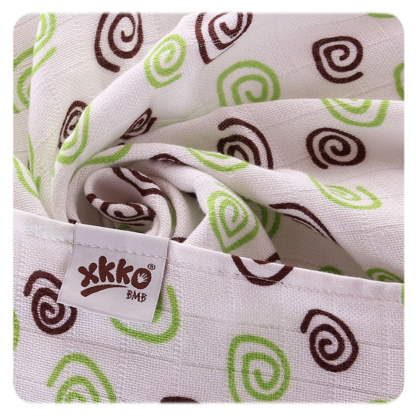 Bamboo muslin towel XKKO BMB 90x100 - Lime Spirals