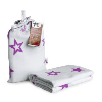 Bamboo swaddle XKKO BMB 120x120 - Lilac Stars 5x1ps (Wholesale packaging)