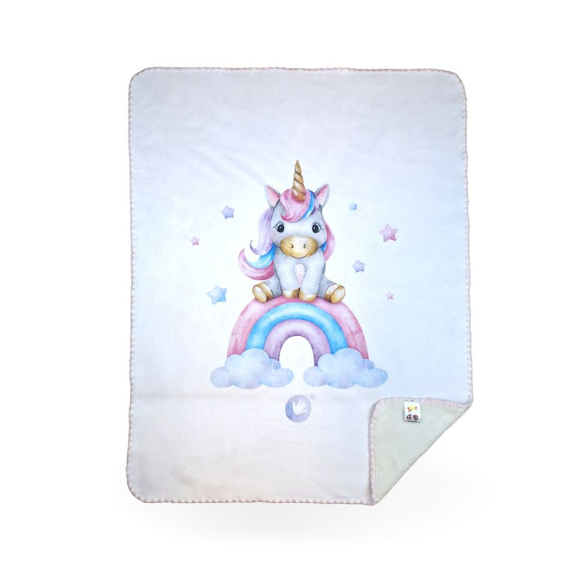 Spanish baby blanket XKKO LUX 75x100 - Rainbow Unicorn