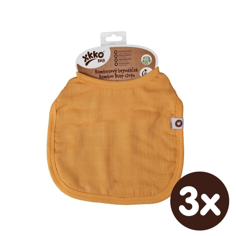 Bamboo Burp Cloth XKKO BMB - Orange 3x1ps (Wholesale packaging)