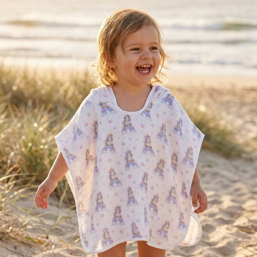 Bamboo Muslin Poncho XKKO BMB Digi - Unicorns