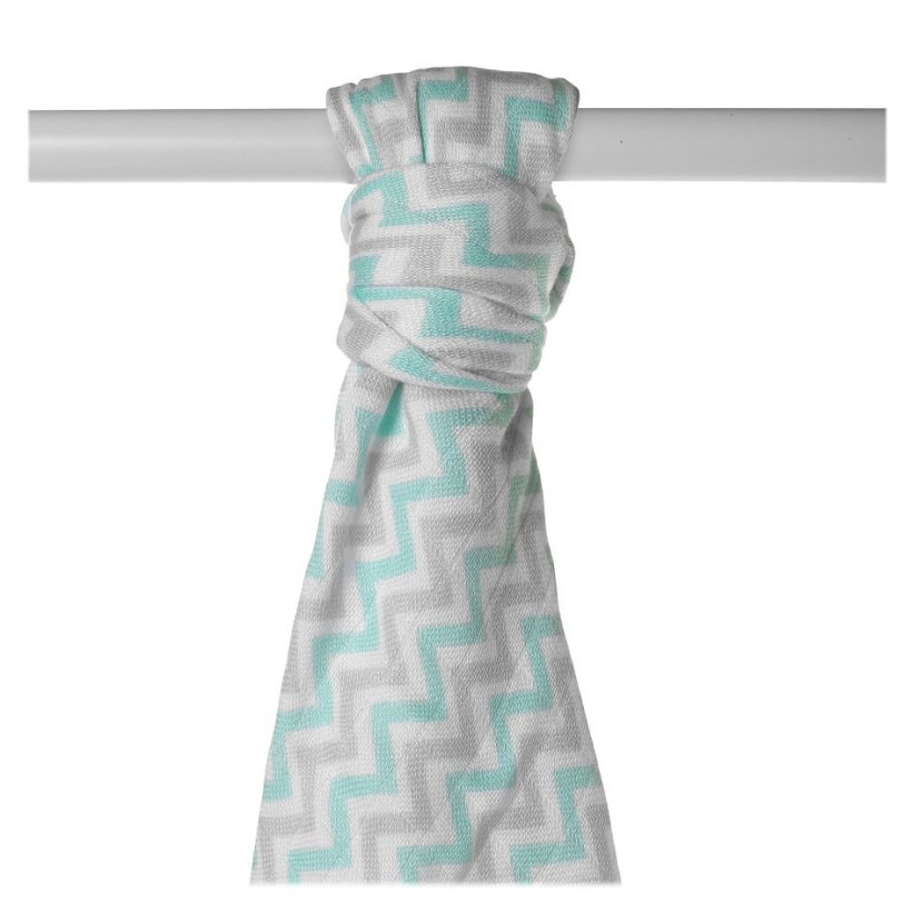 Bamboo muslin towel XKKO BMB 90x100 - Mint Chevron 10x1pcs (Wholesale packaging)